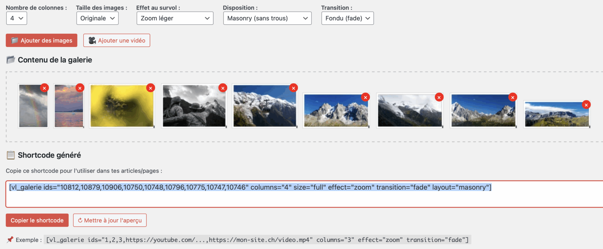 VL Galerie Perso de visionlarge.ch
Plugin de WordPress
