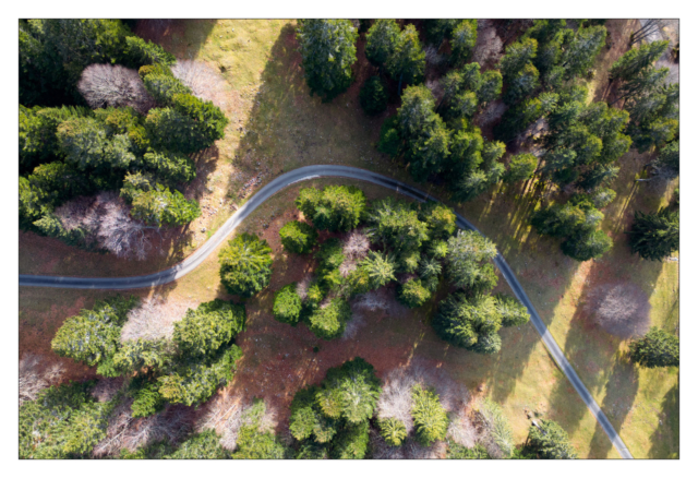 Vue du ciel au drone DJI Mini Pro 3 de la forêt dans le Jura