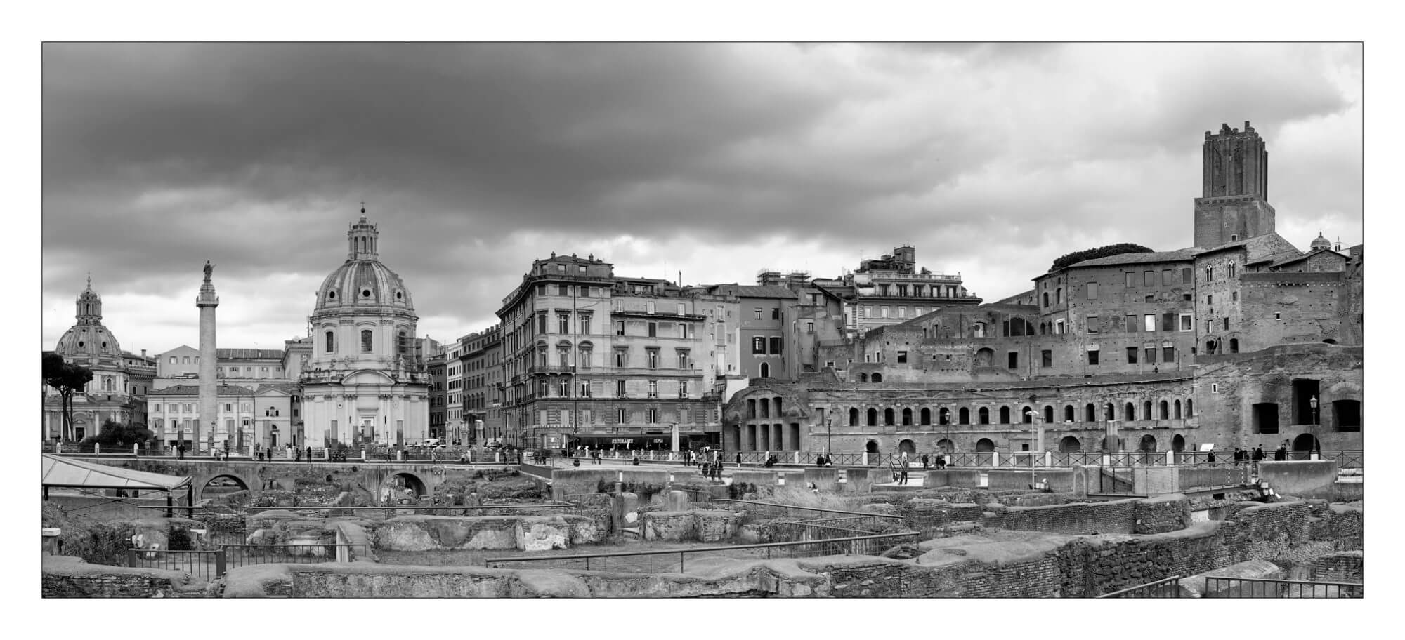 Panoramique à Rome en noir et blanc