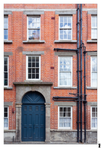 Façade d'immeuble dans la ville de Dublin en Irlande