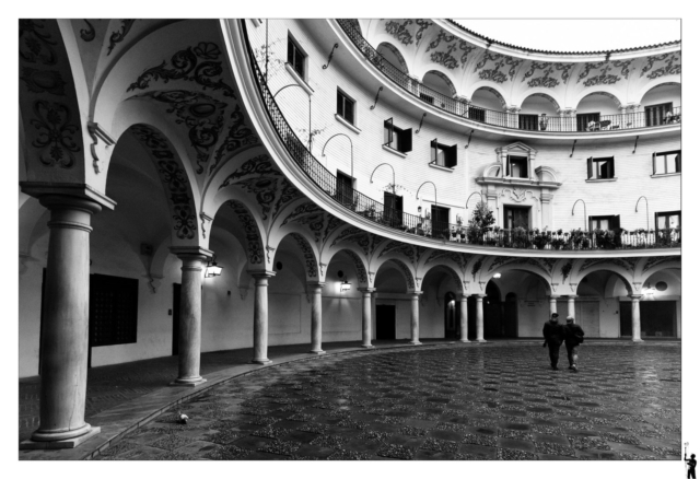 Place Séville en Espagne photographie noir et blanc